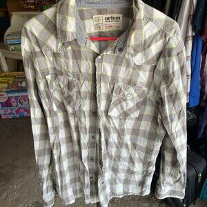 Urban Pipeline Shirt XL Plaid Long Sleeve Western Pearl Snap Flannel Pocket